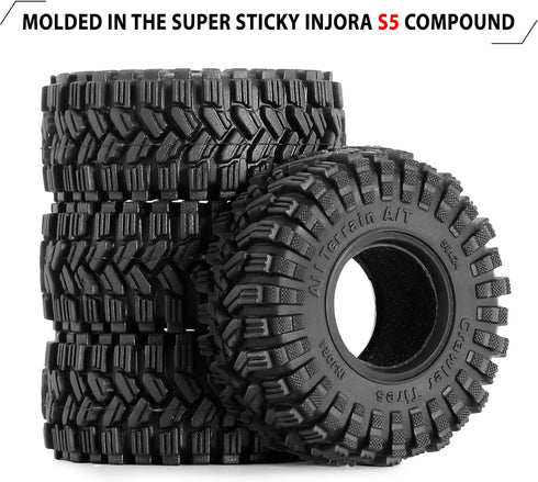 INJORA 1.0 Tires - 58 * 24mm All Terrain Super King Trekker Soft Sticky Tires for TRX4M 1/18 1/24 RC Crawler