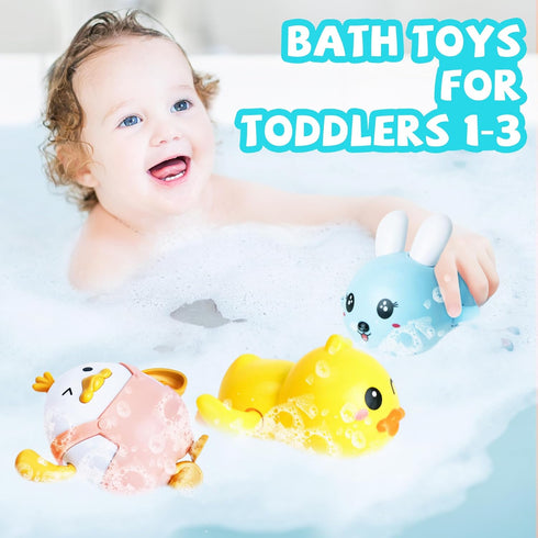Set 3 1 2 3 Easter Basket Stuffers - Easter Gifts for Kids - of Wind Up Bath Toys - Easter Egg Fillers - Floating Pool