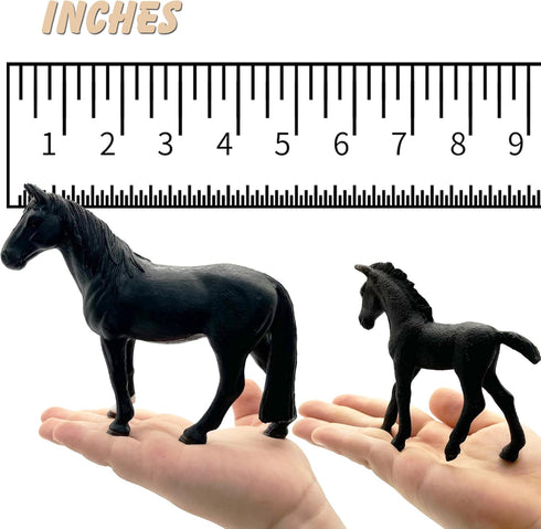 Gemini&Genius Horses Toy for Kids, Farm Horse Animal Playset with Stallion and Horse Cub Family Action Figures
