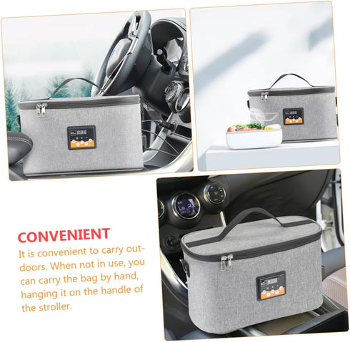 Happyyami Electric Bottle Warmer Tote Bag Portable Bento Heating Bag for Car Real Temperature Display for Travel