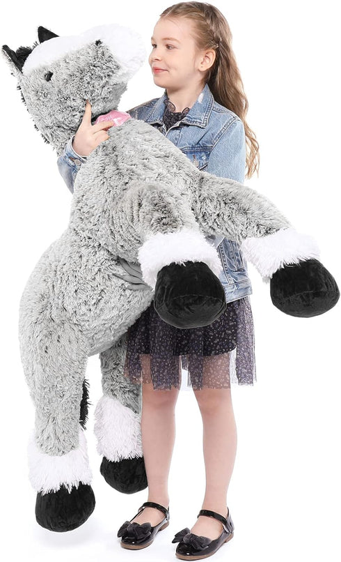Tezituor 47 Inch Giant Horse Stuffed Animal Plush Toy - Realistic 4ft Long Pillow