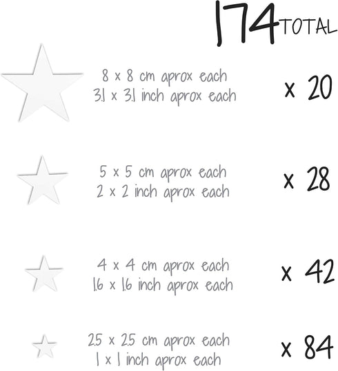 Peel and Stick Stars Wall Decals for Kids, Baby Bedroom Nursery, Living Room, Tribal TeePees Vinyl Stickers (White)