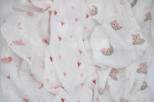 LMED Babyland 100% 3-Pack, 27x27 (70x70cm), 0+ Muslin Cotton Baby Receiving Cloths, in Soft & Gentle for Newborns