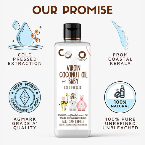 SOFTIZ 100% 400ML(2 200ML) Co-co,Crush Virgin Coconut Oil For Baby Hair & Skin Massage | Cold Pressed & Natural |