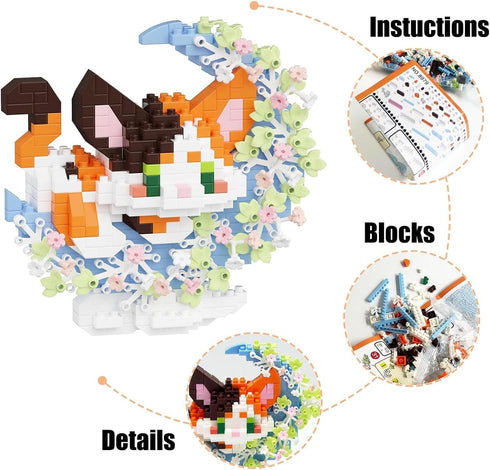 TENYEAH 2 1 Set 2 Packs in Micro Cat Building Block Animals for Adults, Cat Building Toy, Mini Goodie Bags Stuffers