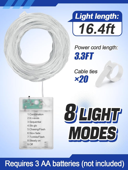 16.4FT Durable Baby Stroller Lights for Walking at Night, Make the Stroller Visible, with Cable Ties, LED Lights