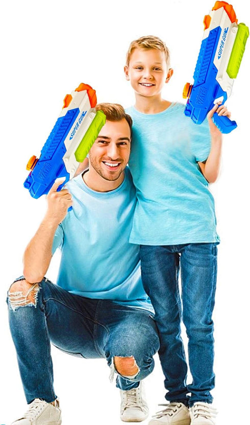 Water Guns for Kids, Summer Soaker Squirt Guns, Outdoor Toy for Ages 3 and Up, 2 Pack (1000cc Blue)