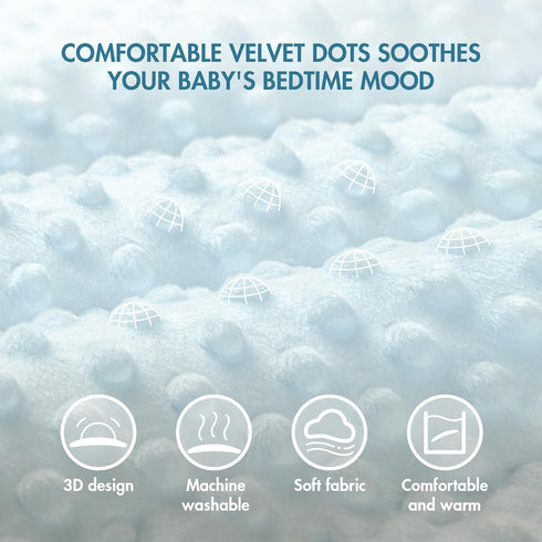 2 Pack ANYEDDE Baby Blankets with Muslin Cotton and Minky Dots for Toddler Boys - Super Soft Baby Minky Blanket