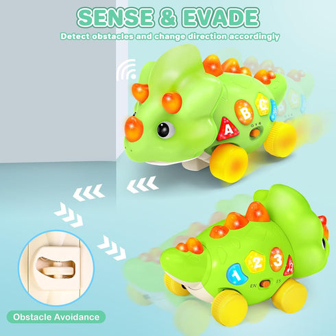1 Tummy 6-12-18 1-3 Musical Dinosaur Toys for Year Old Baby - Time Light up Toys for Newborn Infant, Crawling Toys