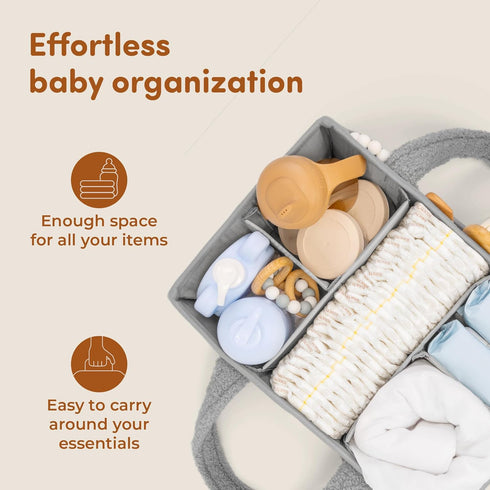 Sweety Fox Baby Diaper Caddy Organizer with Handle - Portable Sherpa Nursery Basket - Car Diaper Organizer, Cleaning