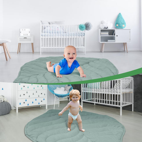 Funtery Baby Play Mat, 56 x 42 Inch Cotton Crawling Cushion, Thick Soft Reversible Nursery Rug for Kids