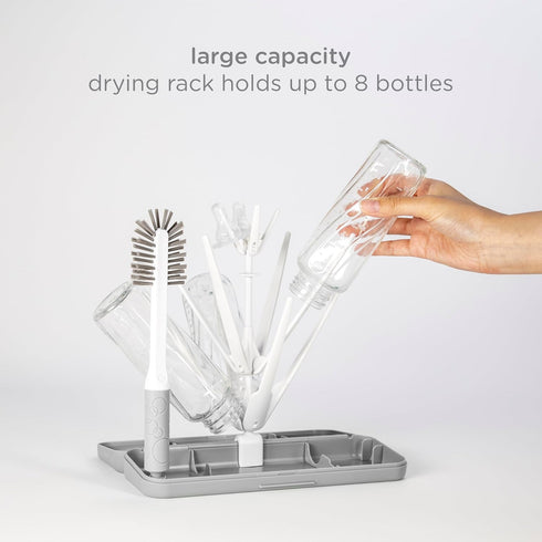 Set, 8 Ubbi On-the-Go Drying Rack and Brush Includes Travel Case and Bottle Brush for Compact Storage, Holds Up