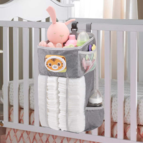 Accmor Hanging Baby Diaper Caddy Organizer, Diaper Stacker, Baby Crib Hanging Classified Storage Bag Organizer for Changing Table, Crib, Playard or Wall & Nursery Organization, Grey by Accmor