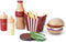 Wooden Play Food for Kids, Pretend Hamburger Set Fast Food Toy Kitchen Accessories for Boys Girls Educational Gift
