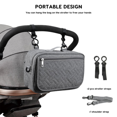 SONARIN Portable Pram Buggy Bag Organiser with Changing Pad,Multifunctional Waterproof Baby Changing Tote Bag Stroller