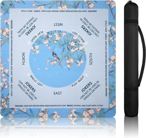 DEVPNR Mahjong Mat for Table with Rules, Noise-Reducing 32.6"x32.6" Mahjong Table Cover,