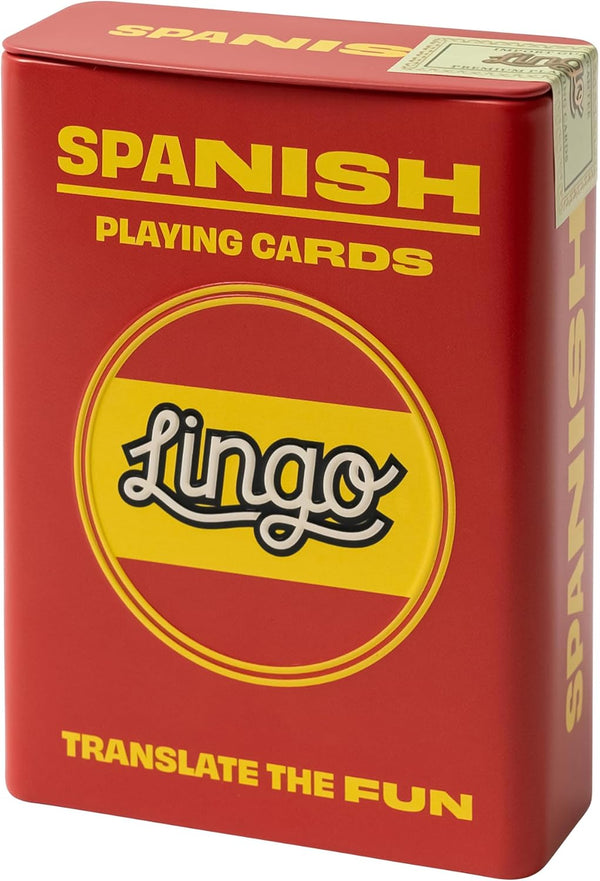 Lingo Spanish Playing Cards in Wayfarer Tin Box | Travel Flashcards | Learn Spanish Vocabulary in a Fun Way