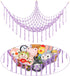 Boho Stuffed Animals Net Hammock, 55 Inch Toy Storage Corner Hanging Net Holder, Purple