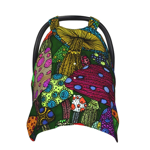 Hcpwzrf Mushrooms Baby Car Seat Cover & Nursing Cover - Breathable Stretch Multi-Use Cover for Breastfeeding, Stroller