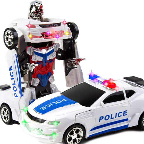 Toysery Transforming Robot Police Car with Light - Smart Robot Police Cars for Boys Age 7 to 9