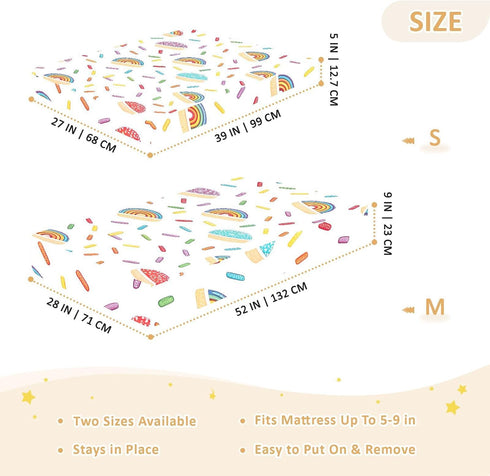 CZXW 52" 28" Rainbow Cake with Sprinkles Crib Sheets Fitted x Natural Cotton Soft & Breathable for Baby Crib Mattress