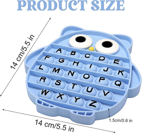 DEARIDAP Fidget Toys for Kids, Owl Shaped Silicone Squeeze Sensory Toys, Alphabet Bubble Stress Anxiety Relief Relax