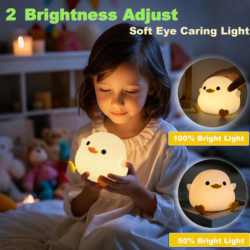 DREAMING MY DREAM Cute Duck Lamp,Do Do Duck Night Light,Silicone Squishy Nursery Bedside Lamp,USB Rechargeable Touch