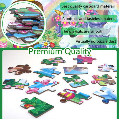 100 Piece Jigsaw Puzzle for Kids Ages 4-8 Year Old - Educational Princess & Unicorns Toddler Learning Toys