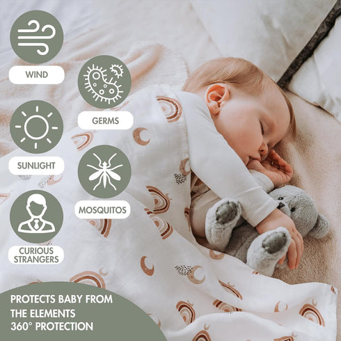 GLLQUEN BABY Receiving Blanket Boy Cotton Muslin Swaddle Blankets Girl Newborn Squares Breathable & Soft Thin Baby Blankets Cloths Double Absorbent Infant Swaddling Wrap - 6 Pack (Sun) by GLLQUEN BABY
