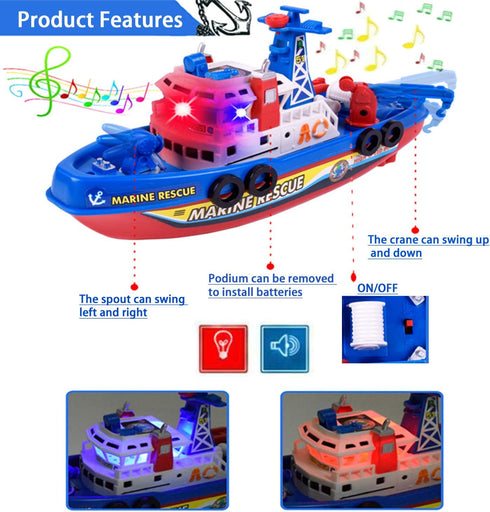 OSIAOIUDOA Baby Bath Toys, Light Up Pool Bathtub Toy Boat with Water Sprinkler