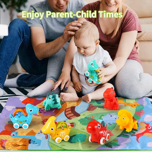 ALASOU 7 PCS Dinosaur Fantastic Creatures Toys with Playmat/Storage Bag | Baby Car Toys for 1 Year Old Boy