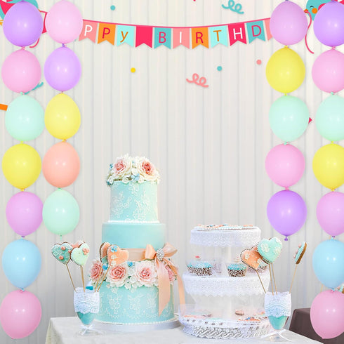 100 Pcs Macaron Link Balloons 10 Inch Latex for Birthday, Mother's Day, Gender Reveal, Wedding, Graduation Decoration