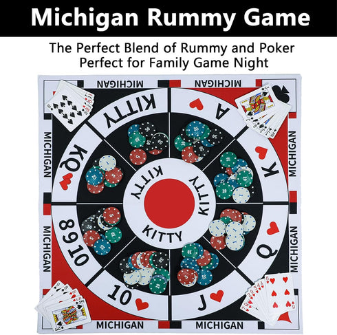 Rummy Set Rummy,Hearts 2 200 Michigan Board Game Tripoley Game Felt Mat Foldable Family Original Combination of Joker