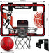 Basketball Hoop Indoor, Over The Door Mini Hoop with LED Lighting, Electronic Scoreboard, 4 Balls & Pump, Basketball