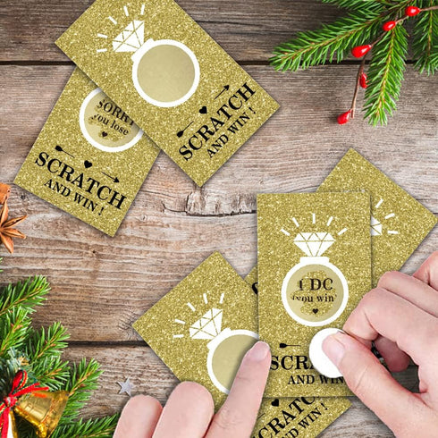 Gold Diamond Bridal Shower Scratch Off Game Cards (32 PCS), Gift Certificate Scratch Off Cards for Wedding Activities