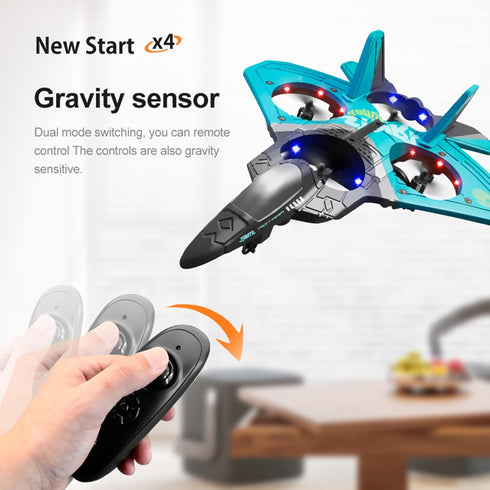 V17 2.4GHz 2 360 (Blue+2pcs Rc Plane Jet Fighter Stunt Remote Control Airplane with Batteries,Rc fighter jet drone