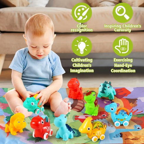 ALASOU 9 PCS Dinosaur Fantastic Creatures Toys with Playmat/Storage Bag, 1st Birthday Gifts for 1 Year Old Boy