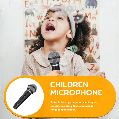 NUOBESTY Pretend Microphone for Kids - Black Plastic Karaoke Music Toy for Birthday Party Favors