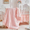 Flysheep 3 Pieces Tufted Crib Bedding Set with Ruffle Fringe, Pink Ruffled