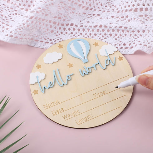 Josojoou 6 Inch Hello World Newborn Sign - Wooden Baby Announcement Sign for Hospital Photos, Gender Reveal Party, Baby