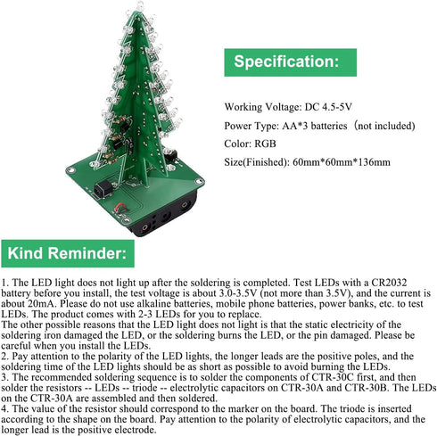 Electronic DIY Kits Christmas Tree Soldering Practice Kit, DIY Soldering Project for Teens Kids Adults