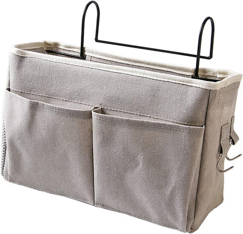 Yosoo Nightstand Hanging Bag, Cotton Linen Storage Pocket with Hook Design for Bunk Bed Dorm Rooms, with Multiple