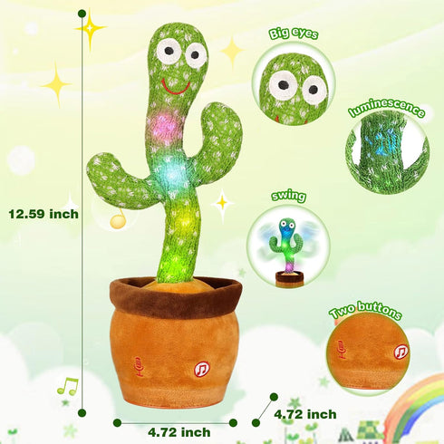 Baby Dancing Cactus Toy, Mimicking Talking Cactus for 6 to 12 Month Olds, Glowing Musical Educational Toy