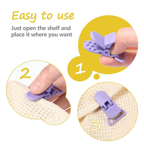 60 Pieces Pacifier Clips Holders Plastic Suspender Clips for Pacifiers, DIY Teething Toys, Baby Blankets, Bib, 12 Colors