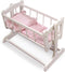 Badger Basket Heirloom Style Doll Bed with Gingham Bedding for 20 inch Dolls - White/Pink