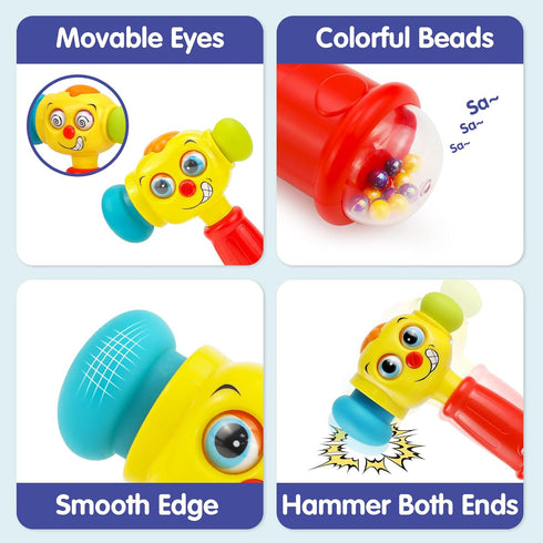 HOLA Toys for 1 Year Old Boy Birthday Gift - Hammer Baby Toys 12-18 Months, Musical Light Flashing Toys for 1+ Year Old