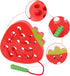 Wooden Threading Toys for 3 Year Olds, Fine Motor Skill Educational Montessori Travel Toy, 1 Strawberry & 1 Dog