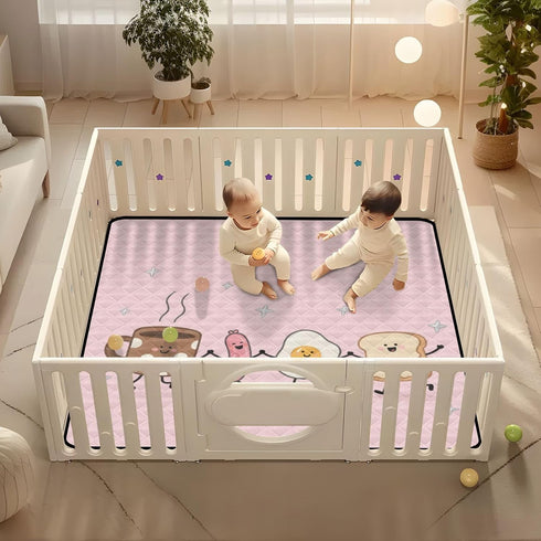 siphylline 50'' 50'' Breakfast Food Dance Funny Soft Padded Baby Gym & Activity Mat for Indoor Outdoor Water Resistant