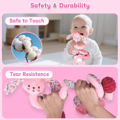 0-6 Hanging Car Seat Toys, Spiral Crib & Stroller Activity Toys with Rattles for Babies Months, Baby Car Seat