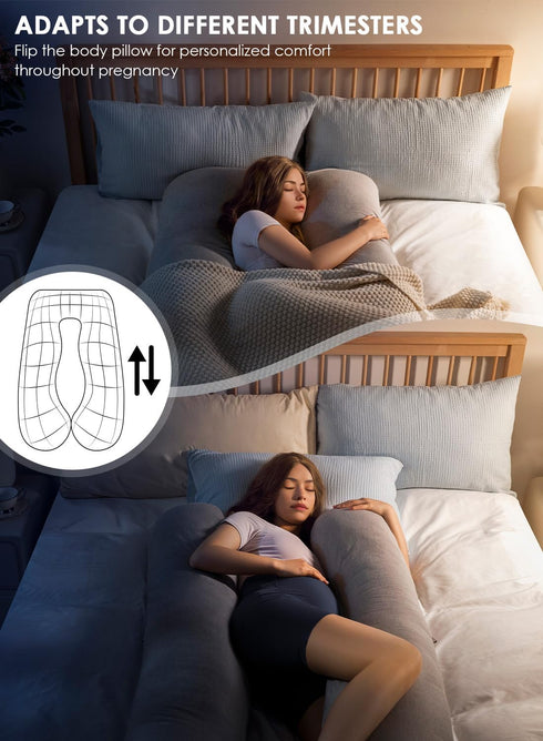 55in QUEEN ROSE Pregnancy Pillows, Cooling Maternity Pillow for Sleeping, U Shaped Body Pillow for Pregnant Support